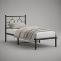 Metallbett Einzelbett aus pulverbeschichtetem Stahl, Schwarz, 96 × 208 × 88 cm, Liegefläche 90 × 200 cm