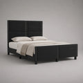 Polsterbett Doppelbett aus PU-Kunstleder, Schwarz, Liegefläche 160 x 200 cm, Gesamtmaß 218 x 171 x 140 cm, mit hohem Kopf- und Fußteil