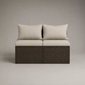 Gartensofa 2-Sitzer, 2-teilig, aus PE-Rattan mit Polyesterkissen, Braun/Beige, 120 × 65 × 78 cm