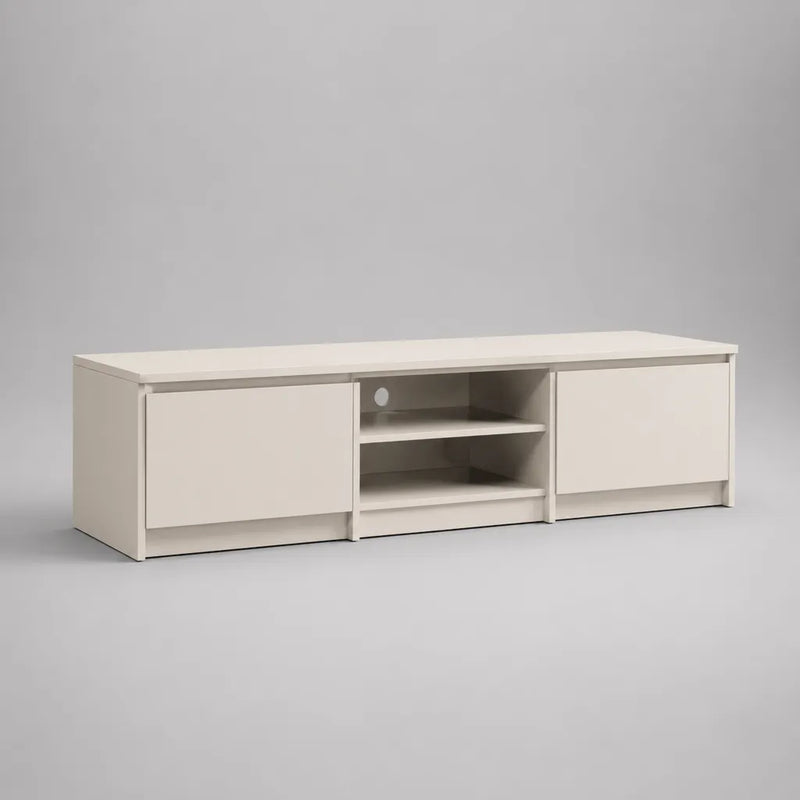 Rechteckiges TV-Lowboard aus melaminbeschichteter Spanplatte, Weiß, 160 × 40 × 50 cm