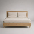 Doppelbettgestell 160 × 200 cm aus MDF mit Eichenfurnier, Eiche Natur, 168 × 208 × 100 cm
