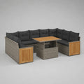 5-teiliges Garten-Lounge-Set in U-Form aus PE-Rattan und Akazienmassivholz mit anthrazitfarbenen Polstern, 250 × 190 × 82 cm