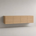 Wandhängendes TV-Lowboard mit 4 Türen, MDF mit Eichenfurnier, Eiche Natur, 200 × 40 × 40 cm