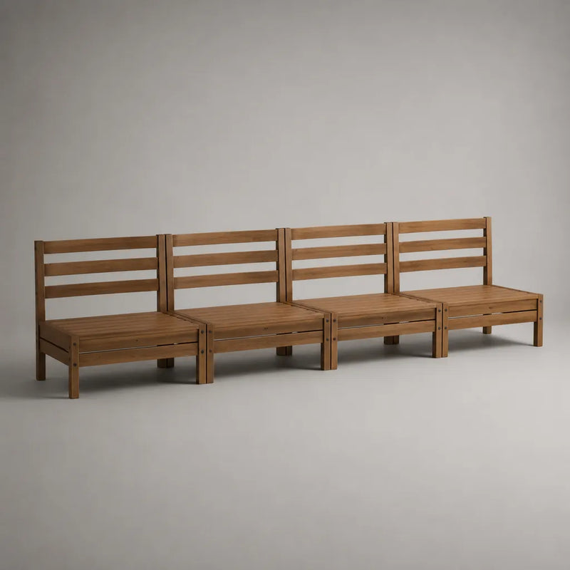 Gartensofa, 4-Sitzer-Set aus massivem Kiefernholz, Honigbraun, 254 × 63,5 × 62,5 cm