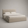 Polsterbett-Doppelbett mit Lattenrost und Stoffbezug, Beige, Liegefläche 160 × 200 cm, Gesamtmaß 220 × 176 × 110 cm