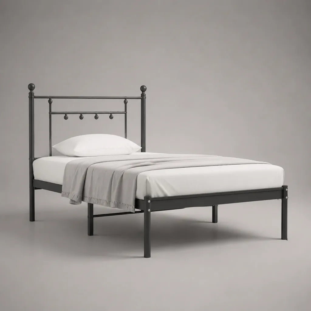 Metallbett aus pulverbeschichtetem Stahl, Schwarz, Liegefläche 140 × 200 cm